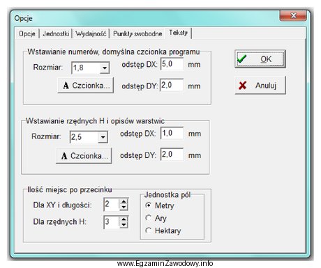 Na podstawie widoku okna dialogowego programu kartograficznego, określ rozmiar 