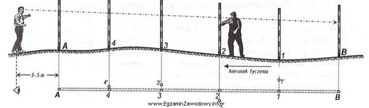 Którą z metod tyczenia prostej przedstawiono na rysunku?