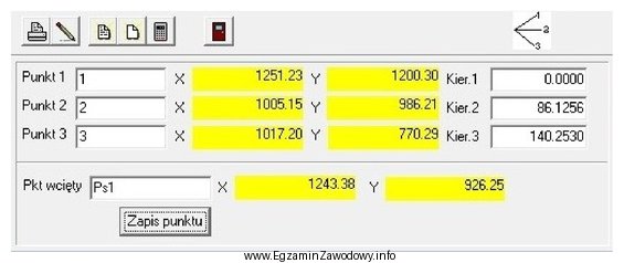 Przedstawione okno programu geodezyjnego służy do obliczenia wspó