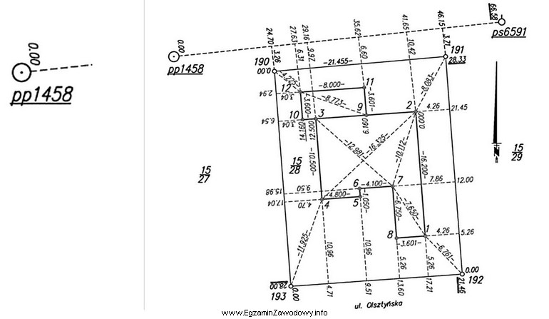 Element oznaczony na przedstawionym szkicu dokumentacyjnym numerem pp1458 oznacza punkt