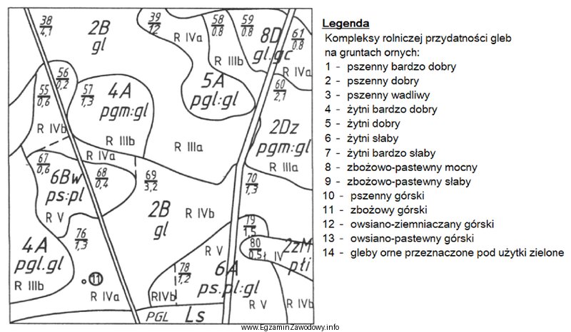 Na podstawie przedstawionego fragmentu mapy glebowo-rolniczej wskaż numer konturu, do 