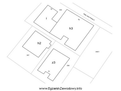 Na fragmencie wyrysu z mapy ewidencyjnej symbolem z3 oznaczono budynek