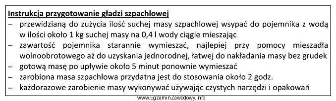 Korzystając z przedstawionej instrukcji przygotowania gładzi szpachlowej podaj 