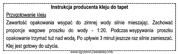 Na podstawie instrukcji producenta określ, ile wody należy 