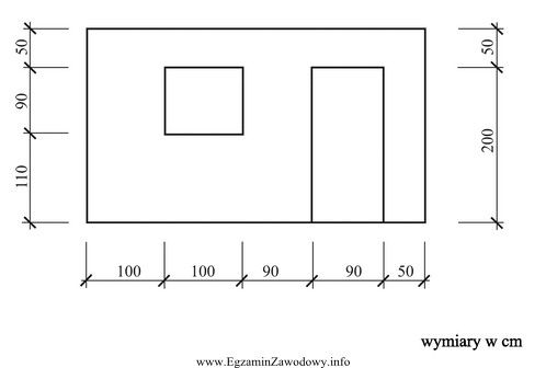Ile wynosi powierzchnia otworu okiennego na przedstawionym widoku ściany?