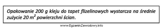 Na podstawie instrukcji producenta oblicz, ile kleju trzeba przygotować do 