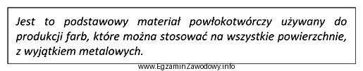 Przedstawiony fragment opisu materiału powłokotwórczego dotyczy