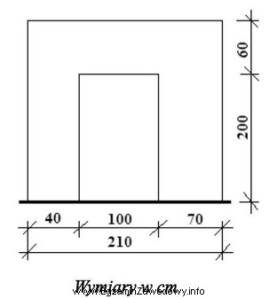 Na podstawie rysunku wskaż wysokość ściany przeznaczonej do 