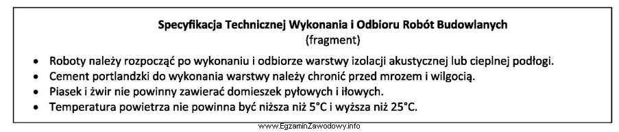 Przedstawiony fragment Specyfikacji Technicznej Wykonania i Odbioru Robót Budowlanych 