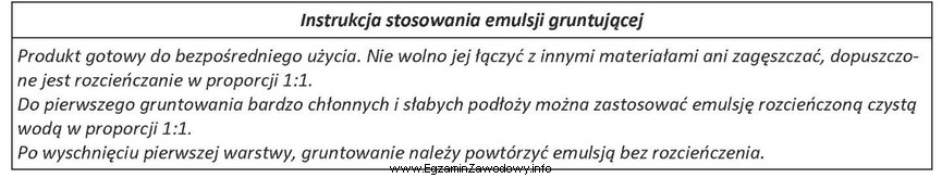 Zgodnie z przedstawioną instrukcją, emulsję gruntującą można