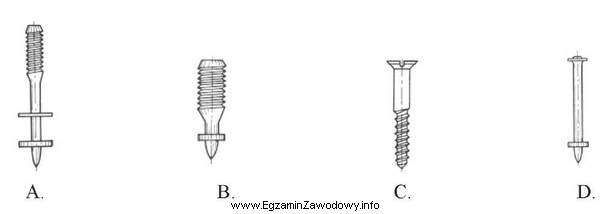 Na którym rysunku pokazany jest wkręt do drewna 