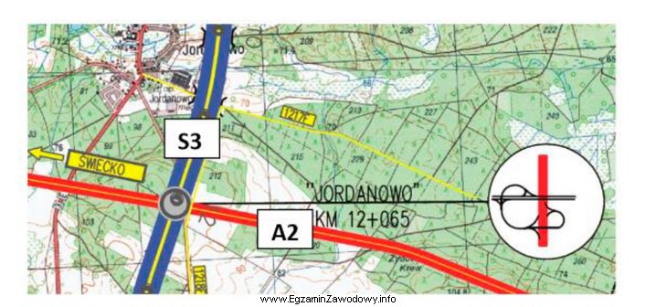 Na planie orientacyjnym przedstawiono połączenie dróg