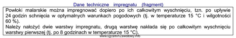 Na podstawie danych technicznych impregnatu oblicz, ile wynosi łą