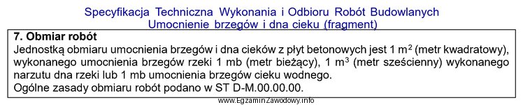 Na podstawie fragmentu specyfikacji określ jednostkę, którą należ