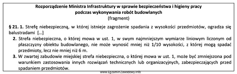 Na podstawie zamieszczonego fragmentu rozporządzenia określ minimalną szerokoś