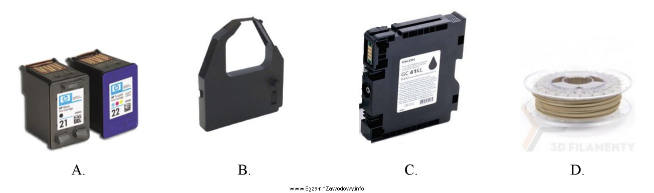 Wskaż rysunek przedstawiający materiał eksploatacyjny typowy dla drukarek ż