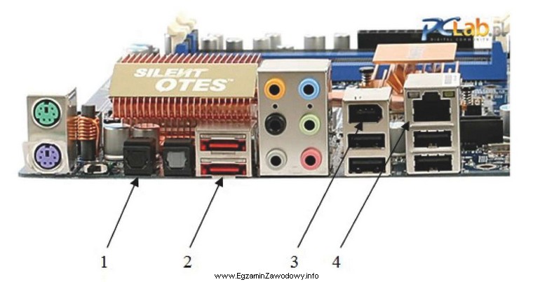 Który port na przedstawionej płycie głównej 