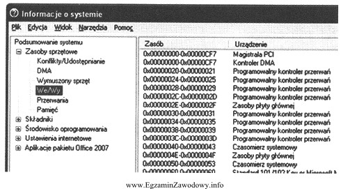 W jakim systemie liczbowym są zapisane zakresy We/Wy przedstawione 