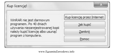 Program WinRAR wyświetlił okienko informacyjne pokazane na rysunku. Z 