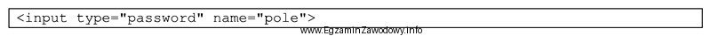 W przedstawionym fragmencie formularza HTML zdefiniowano pole <i>input</i>, 