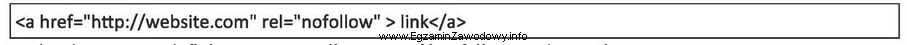 W języku HTML zdefiniowano znacznik a. Wartość nofollow 