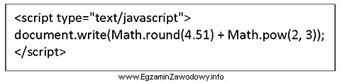 Po wykonaniu przedstawionego kodu JavaScript wyświetli się wartość