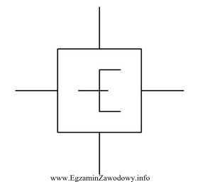 Przedstawiony symbol graficzny stosowany w schematach telekomunikacyjnych jest oznaczeniem