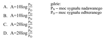 Który wzór definiuje tłumienność linii abonenckiej?