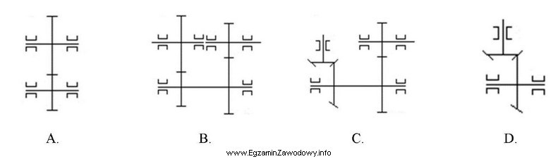 Na którym rysunku przedstawiono schemat przekładni jednostopniowej walcowej?