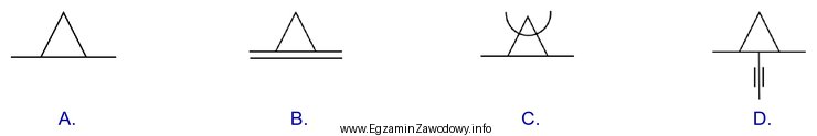 Prawidłowo narysowany symbol graficzny podpory samonastawnej stosowany na schematach 