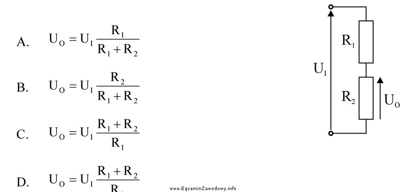 Dla przedstawionego na rysunku dzielnika rezystancyjnego wskaż zależność 