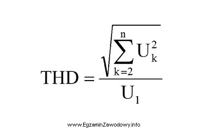 Oblicz współczynnik zawartości harmonicznych THD dla nastę