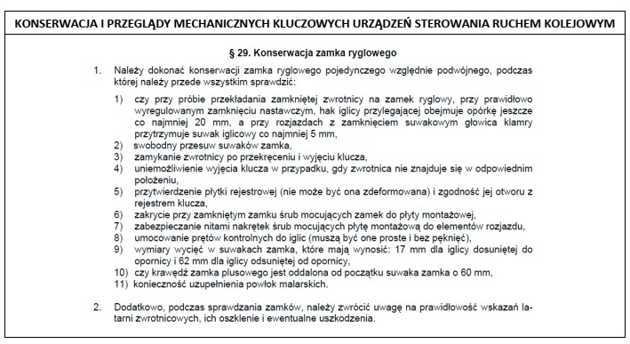 Podczas konserwacji zamka ryglowego, zgodnie z instrukcją Ie-12, należy 