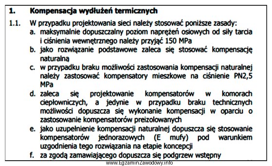 W ramce przedstawiono wytyczne projektowania sieci. Który rodzaj kompensacji 