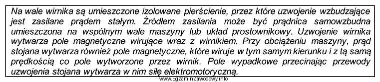 Której maszyny elektrycznej dotyczy opis w ramce?