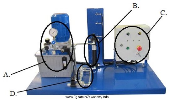 Zasilacz hydrauliczny oznaczono literą