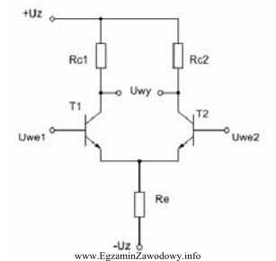 Rysunek przedstawia schemat ideowy wzmacniacza