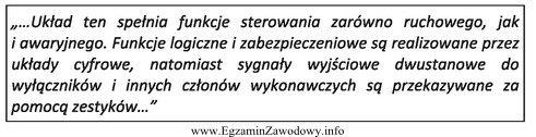 Zamieszczony fragment tekstu opisuje pracę urządzenia sterującego, któ