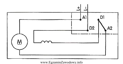Na rysunku przedstawiono schemat układu połączeń silnika 