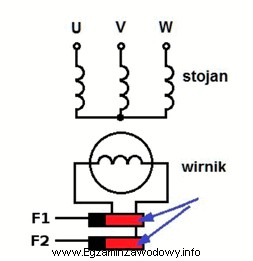 Jaką rolę w maszynie synchronicznej spełniają elementy zaznaczone strzał