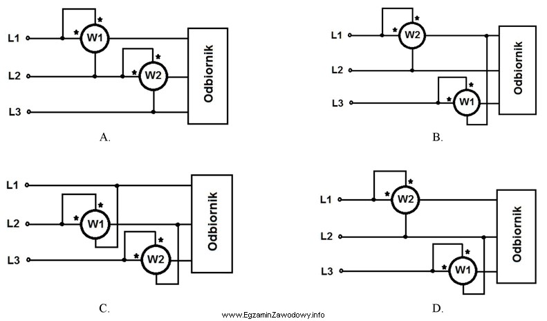 Na którym rysunku zamieszczono prawidłowy schemat układu 