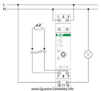 Do których zacisków przekaźnika zmierzchowego przedstawionego na schemacie 
