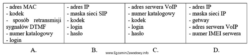 Wskaż parametry, które należy skonfigurować, aby poprawnie dział