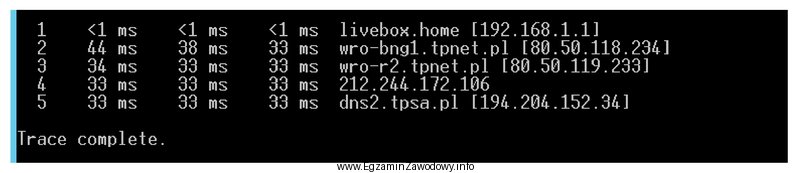 Które polecenie systemu Windows zostało zastosowane do sprawdzenia 