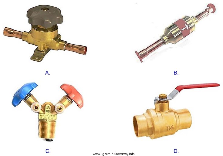 Na którym rysunku przedstawiono zawór zwrotny?
