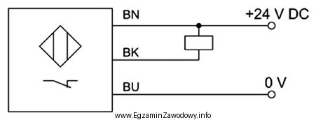 Czujnik przedstawiony na schemacie ma wyjścia sygnałowe typu