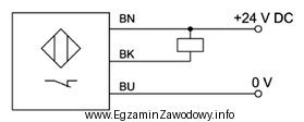 Czujnik przedstawiony na schemacie ma wyjścia sygnałowe typu