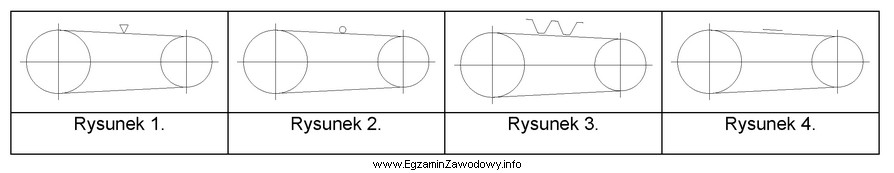 Symbol graficzny przekładni z pasem okrągłym, któ