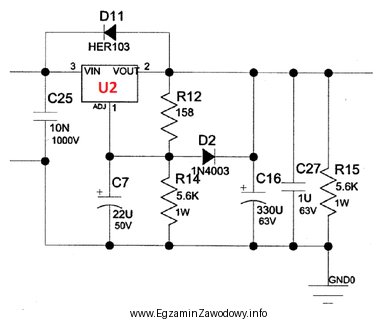 Układ oznaczony na ilustracji jako U2 pełni funkcję