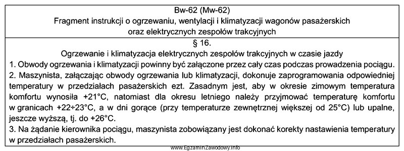 Na podstawie fragmentu instrukcji określ wymaganą wartość temperatury 